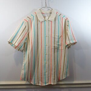 Cheryl Tiegs Vintage Button Front Shirt Blouse Pastel Stripes Size S NOS Made US